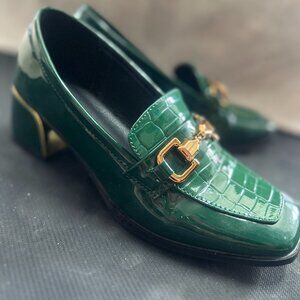 Emerald Green Patent Leather Heeled Pumps – Size 7.5 (Worn Twice)